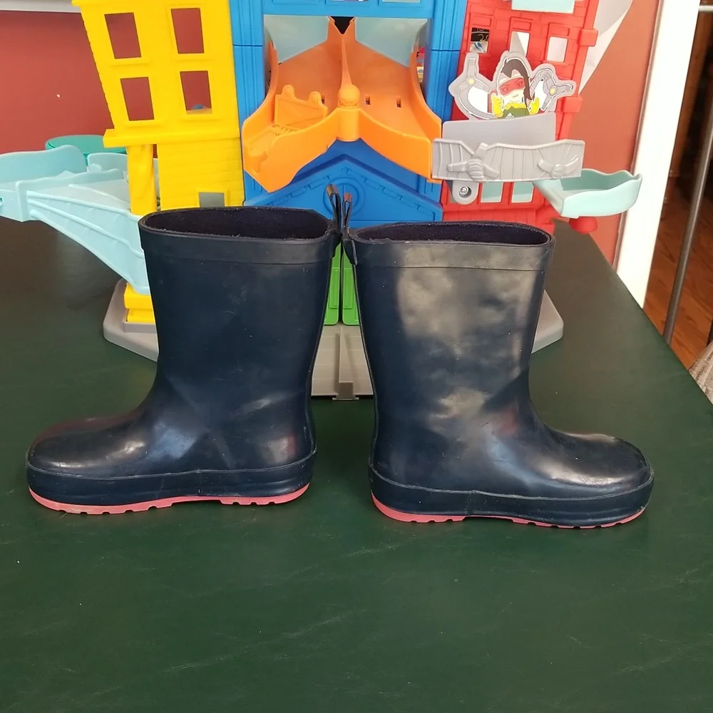 Kids Navy Rainbow Star & Rainbow Rain Boots - Unbranded